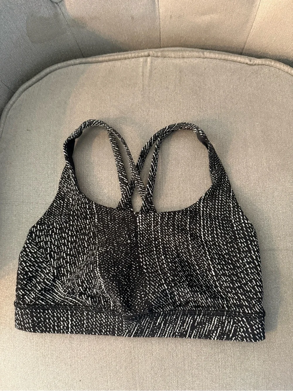 lululemon athletica Black & White Speckle Strappy Sports Bra